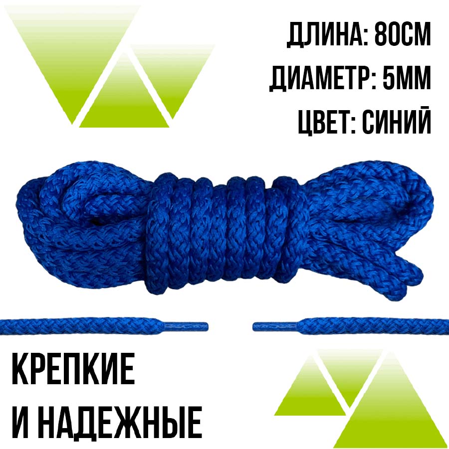Шнурки из полиэфира круглые 80см.Д-5мм. Синие 