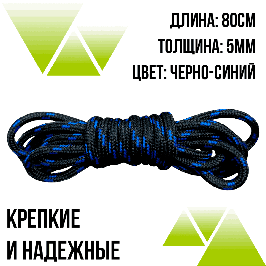 Шнурки из полиэфира круглые 80см.Д-5мм черно-синие