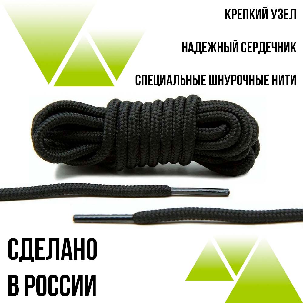 Шнурки круглые 45 см. 2мм. Чёрные